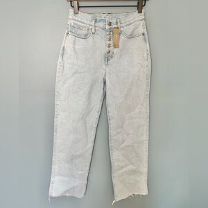 NWT J. Crew Light Blue Slim Wide Leg Raw Hem Button Fly Jeans | Size 24P